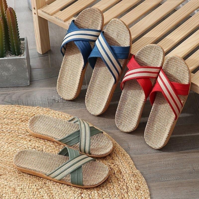 Linen Cool Slippers Indoor Temperament Hemp Drag Light Slippers Male and Female Couples