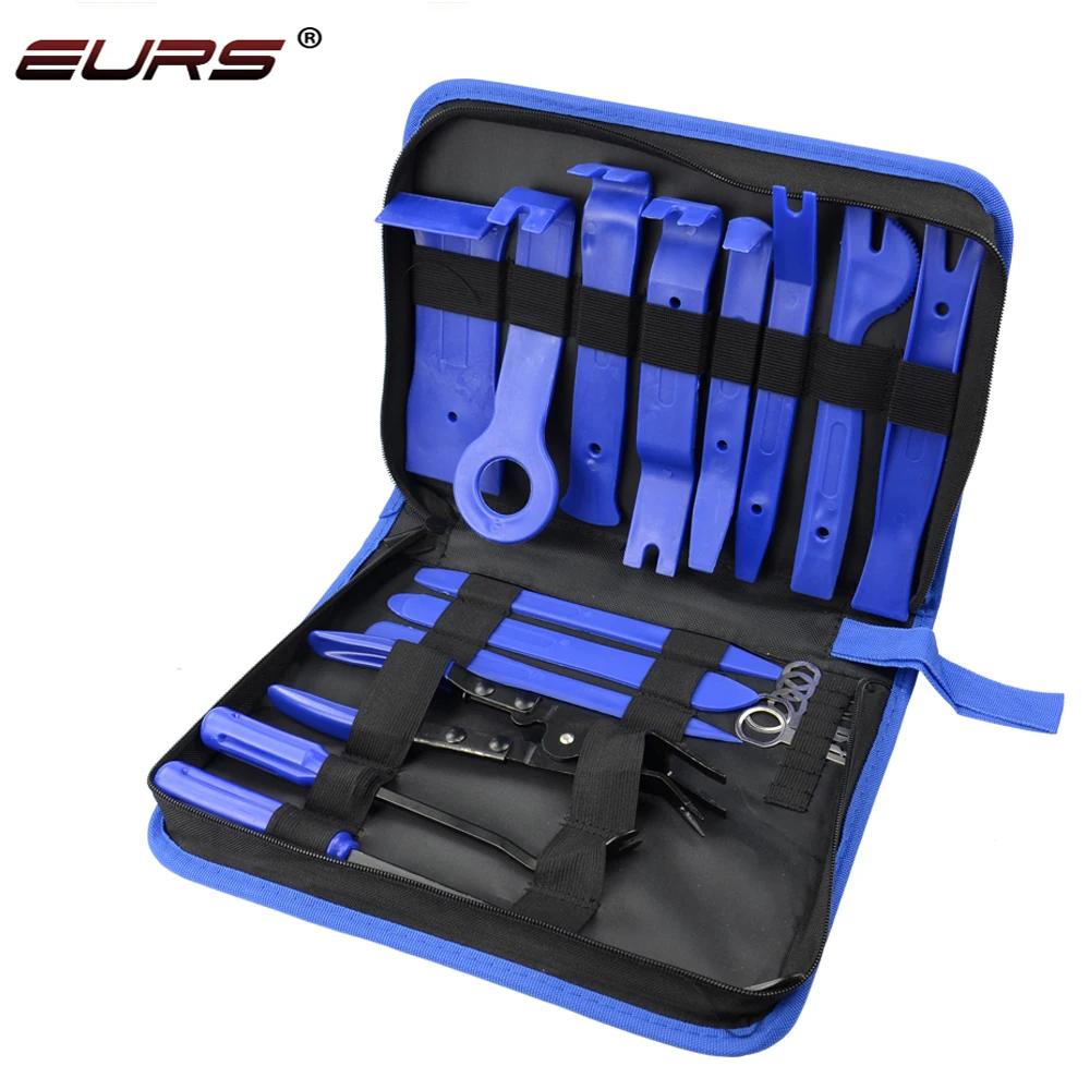 

EURS Інструменти для ремонту автомобільної аудіосистеми. Затискач. Заклепка. Застібка. Зняття обшивки дверної панелі. Набір інструментів для демонтажу автомобільного салону. синій