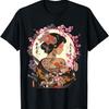 Vintage Ancient  Geisha Samurai Cherry Blossom T-Shirt(1)