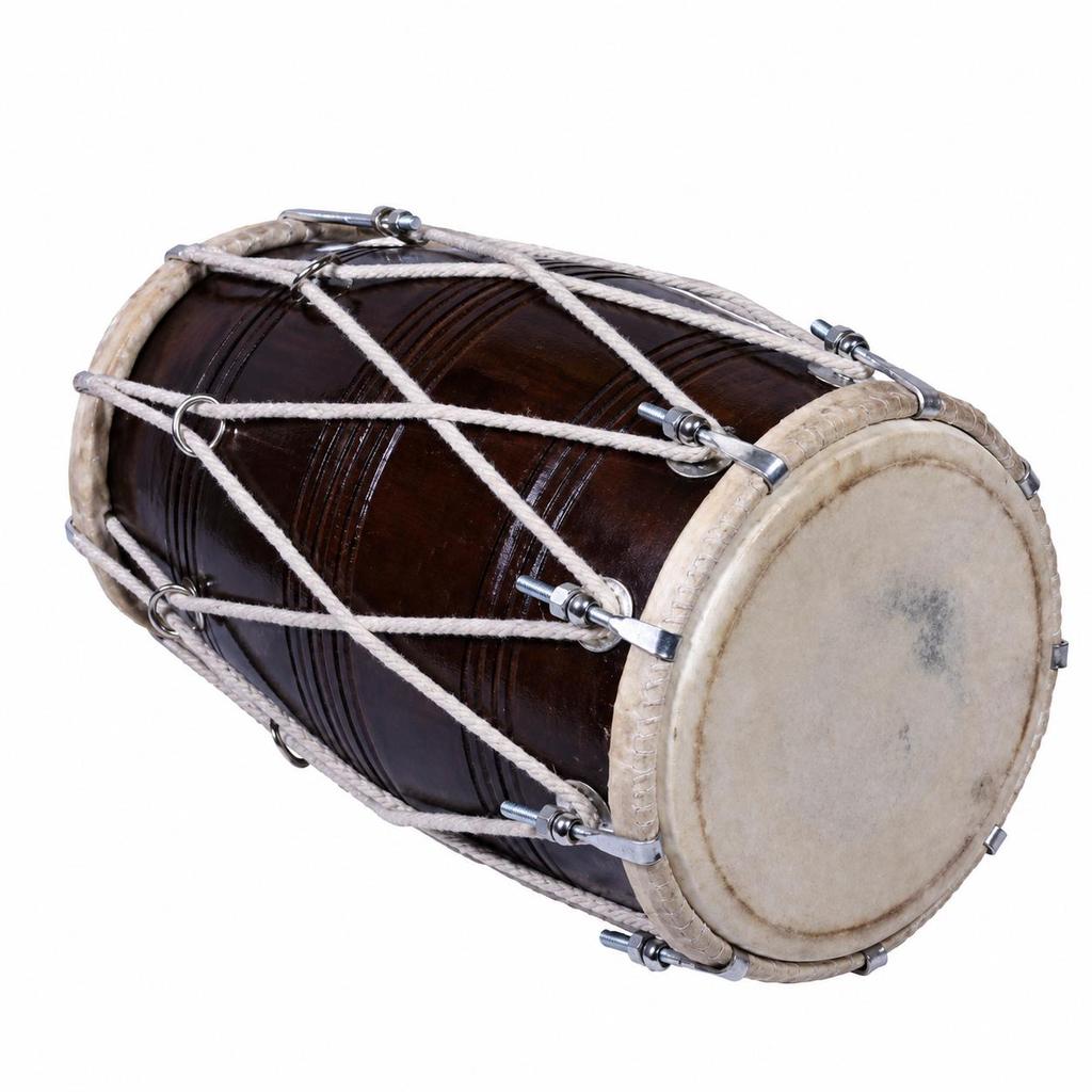 Indian Classical Rope Bolt Wooden Dholak Musical Instrument With Bag