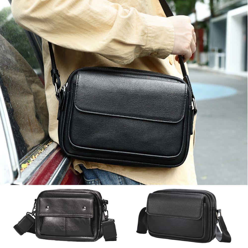 Luxury Leather Crossbody Bag Men PU Mobile Phone Bag Fashion Shoulder Bag Men Street Wear