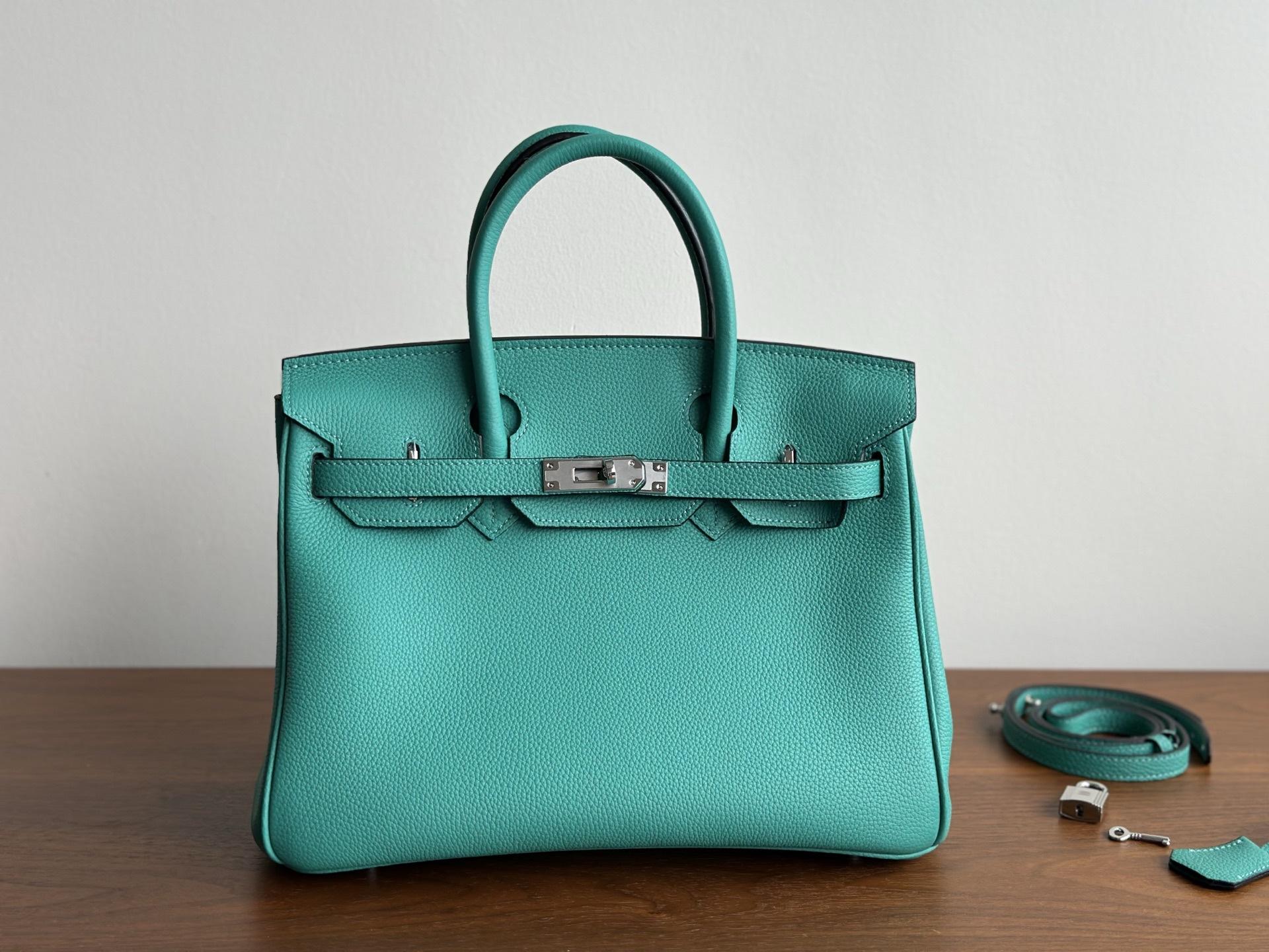 

30cm Bronze Togo Leather Top Layer Cowhide Fashion High-End Large Capacity Handbag Single Shoulder Strap Womens Bag 30cm