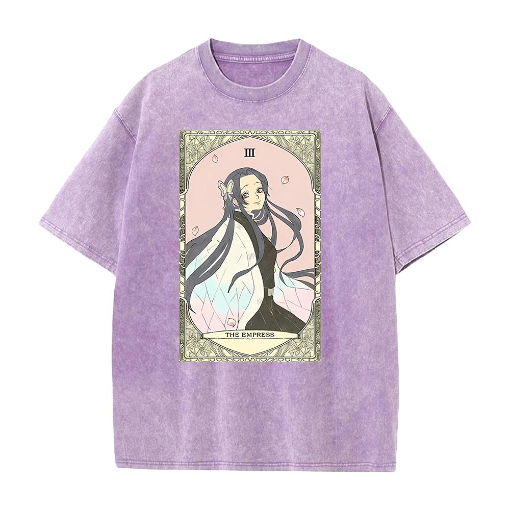Demon Slayer Kochou Shinobu Graphic Tshirt Men Women Clothing Short Sleeve Cotton T-shirts Washed Tee Harajuku Vintage T Shirt