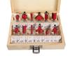 12pcs 8mm Shank Cemented Carbide Router Bit Woodworking Cutter Bit Set In Wood Case Box