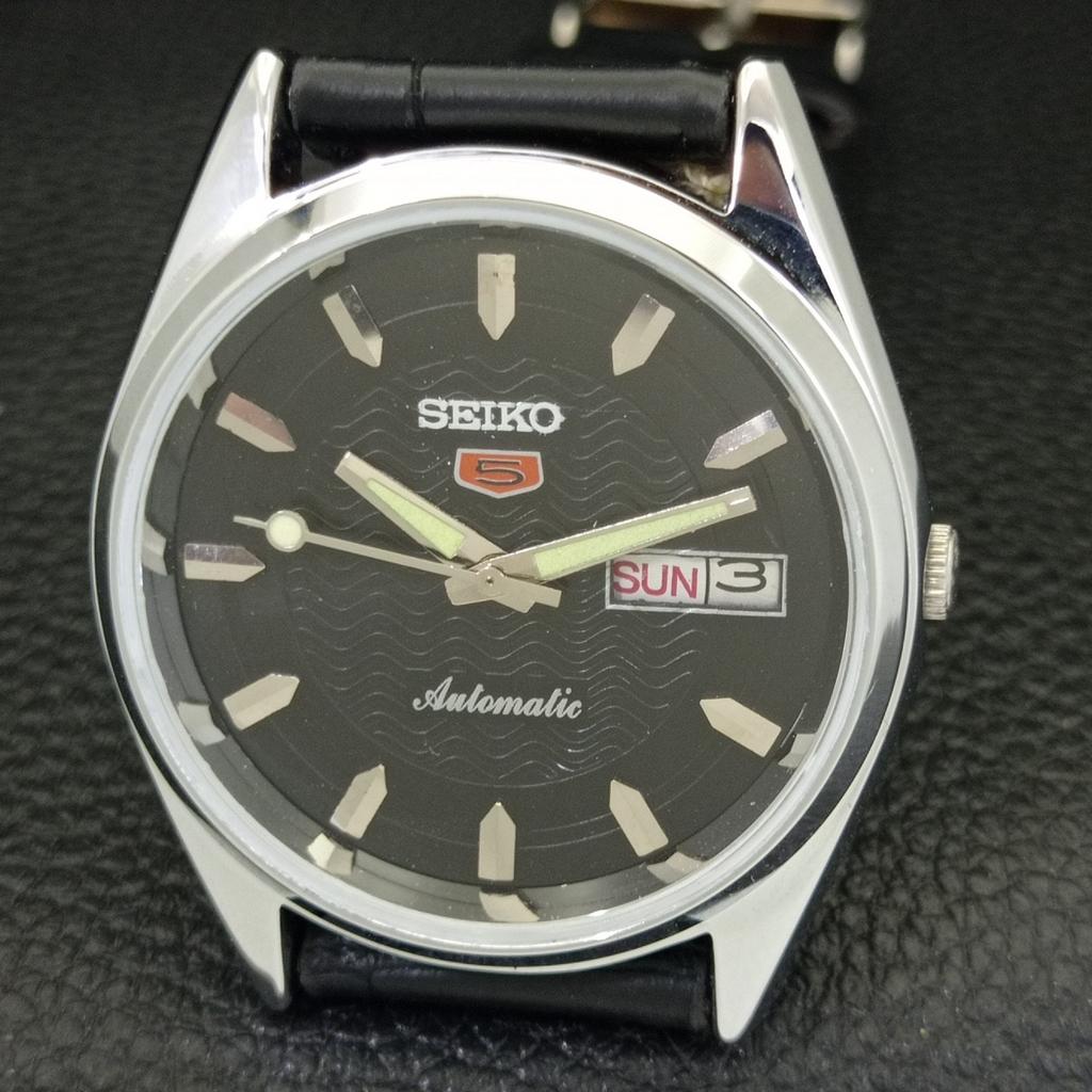 REFURBISHED VINTAGE SEIKO 5 AUTOMATIC 6309A JAPAN MENS BLACK WATCH a701732-5 R206c-a701732