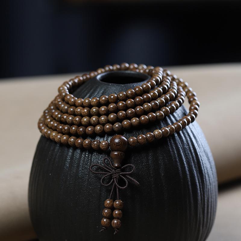 Green Sandalwood 4mm Multi-Turn Buddhist Beads Bracelet for Men & Women, Purple Light Rosary Jewelry
