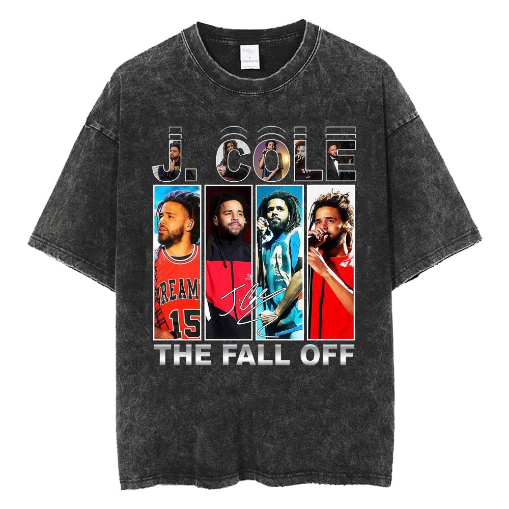J Cole The Fall Off New Album Tour Cover Tshirt Men Women Fashion Vintage Washed T Shirts Summer ONeck Oversized T Shirt