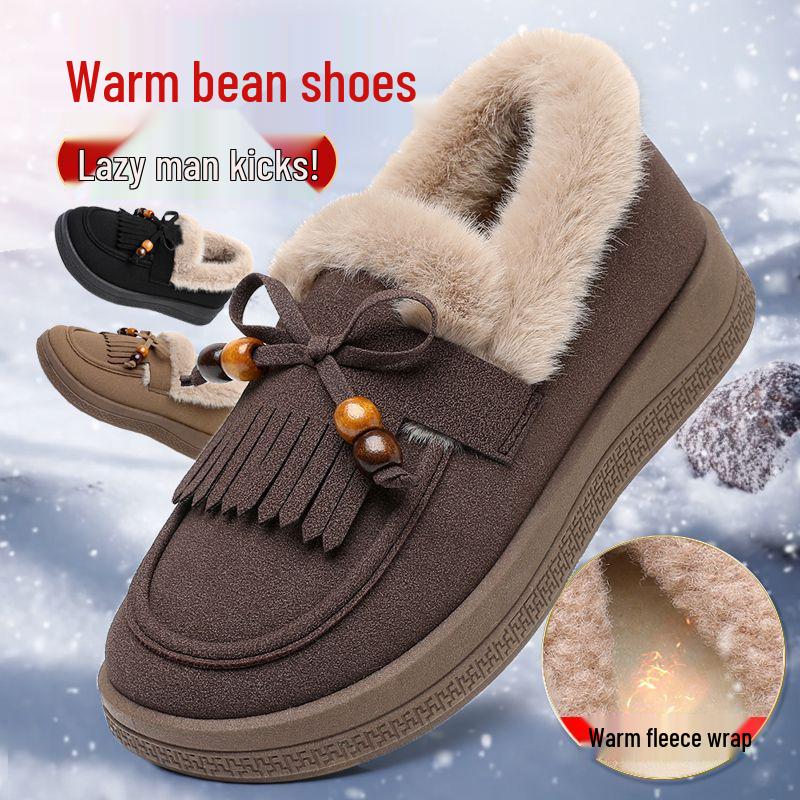 Birkenstock Women's Cotton Winter Loafers - Plus Velvet Warm Furry Casual Retro Shoes