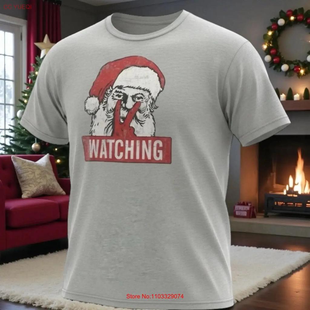 Holiday Time T Shirt Unisexs 3XL Gray Santa Watching Christmas vintage Washed Versatile Casual fashion Comfortable Slightly