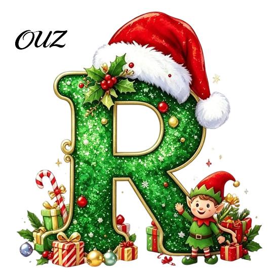 Durable Hanging Letter Decoration 26 Alphabet Christmas Ornament, Personalized Letters Acrylic Tree with Santa Hat Pendant And Elf Boy for Xmas Mantel