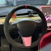 Car Steering Wheel Cover For Tesla Model 3 Y 2017- Ized Carbon Fiber Suede DIY Steering Wrap Car Interior Accessories