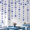 Blue 18th Birthday Garland Blue 18 Circle Dot Twinkle Star Streamer Happy Birthday Hanging Bunting Banner Backdrop for Boys Time To Adult 18 Years