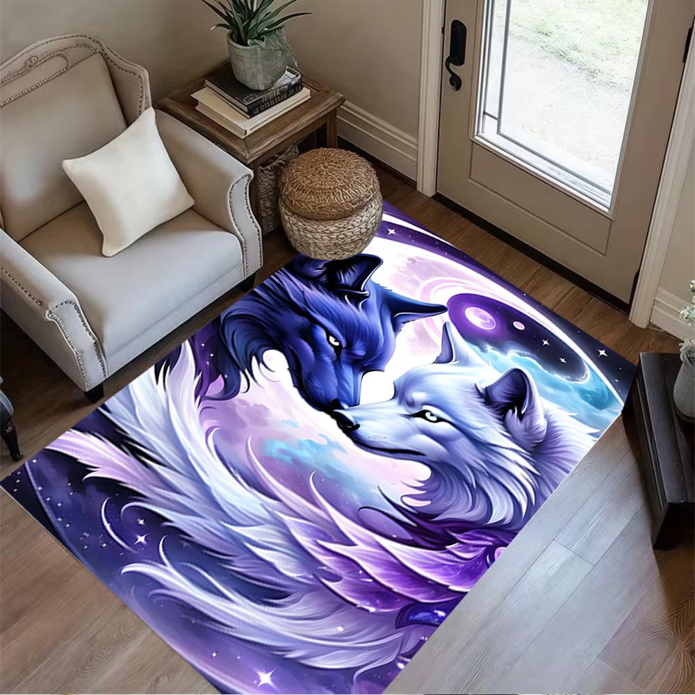 1pc Wolf Pack Forest Design Home Carpet Non-slip Office Decor Gift Living Room Bedroom