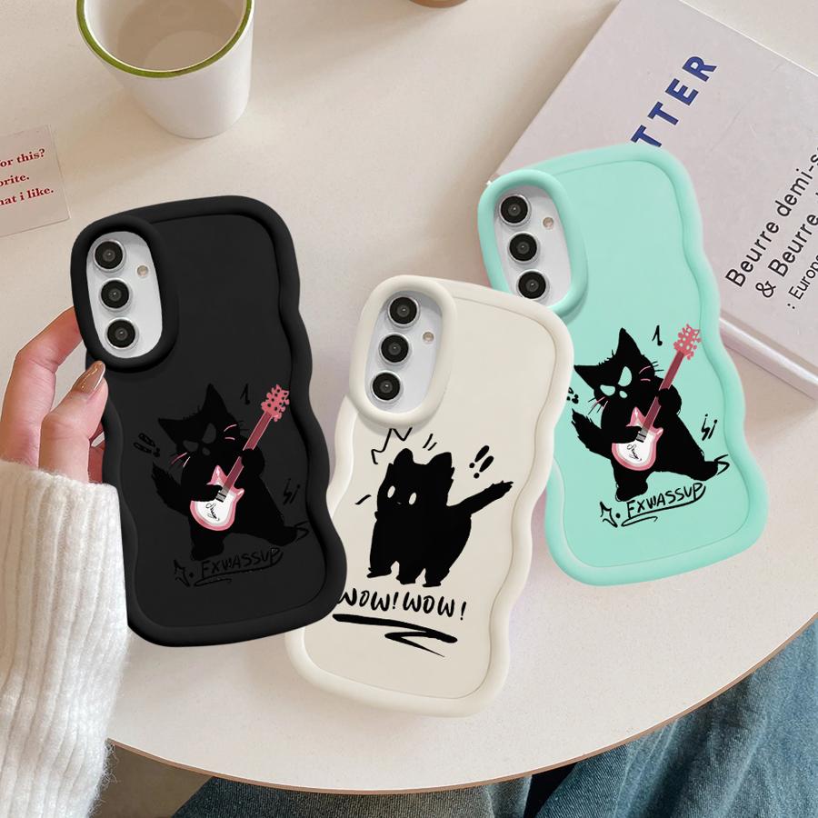 Cartoon Black Cat Case for Samsung Galaxy A52 A14 A15 A12 A16 A11 A21s A13 Soft Phone Cover A06 A23 A03 A05 A33 A53 A04 A22