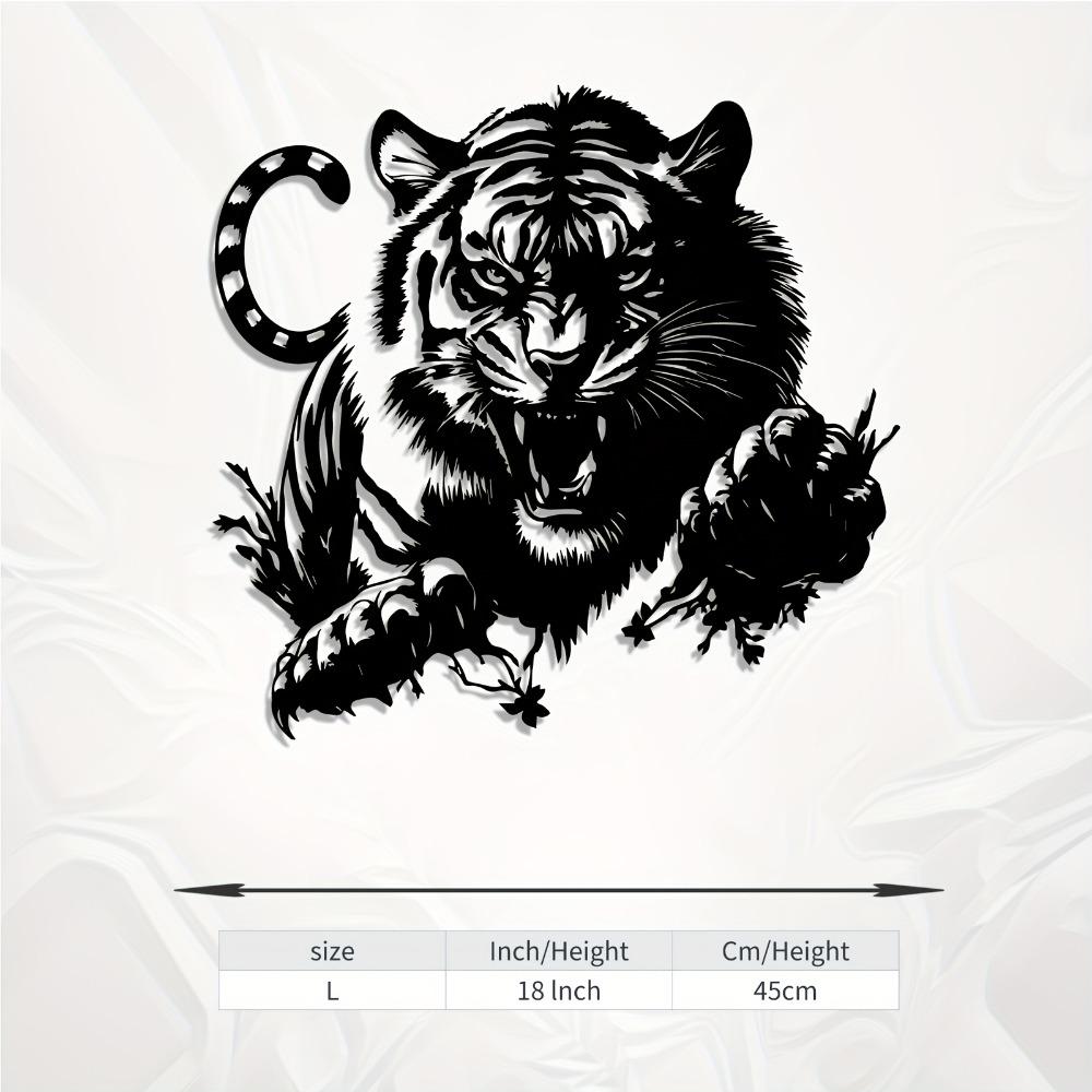 1pc Tiger Metal Wall Art, Animal Mural Sculpture, Rust Resistant for Living Room Garden Fence Decor, New Year Christmas Gift for Animal Lovers