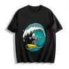 Good Vibes Only Skeleton Surf Graphic Tee Casual Vacation Top Pure Cotton T-shirt
