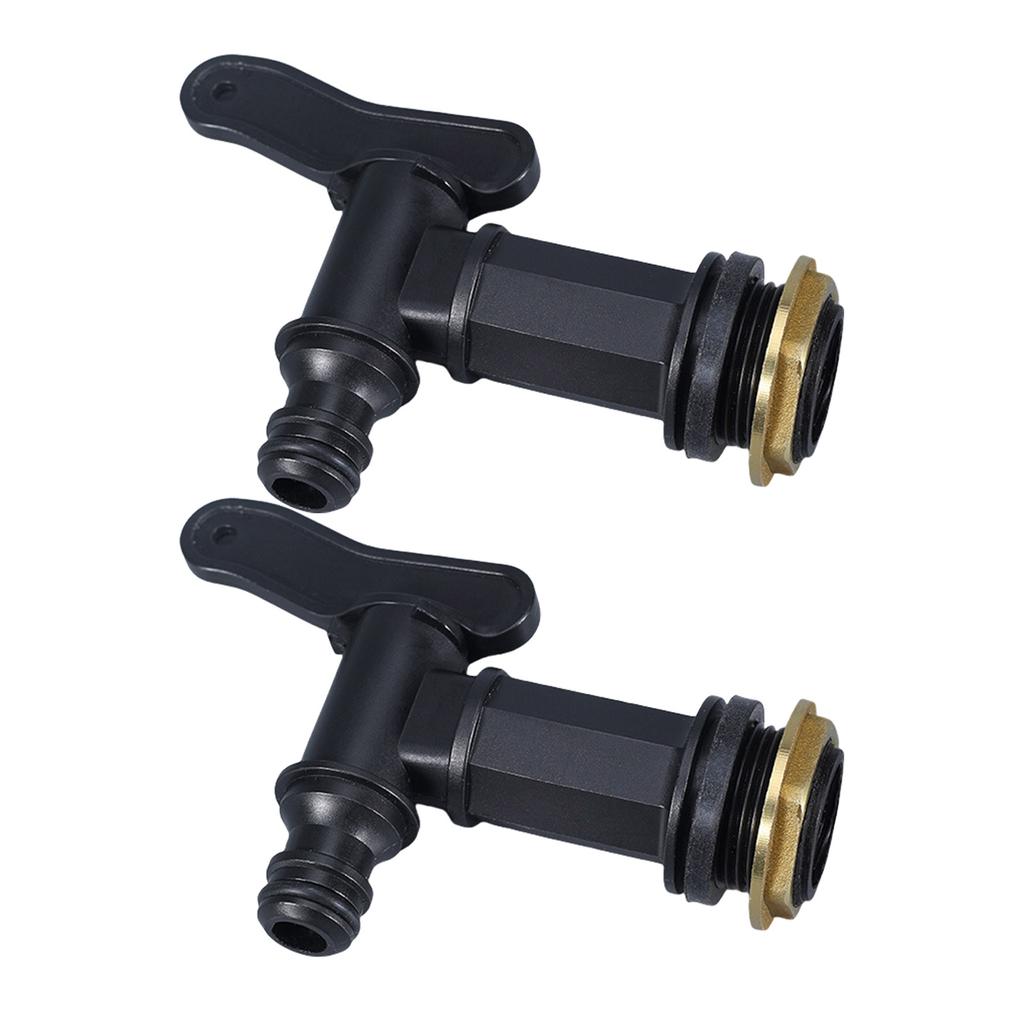 2Pcs Water Butt Tap with Brass Seal Replacement Rain Water Collection Tap for Garden Home Fit 3/4" Thread Adapter