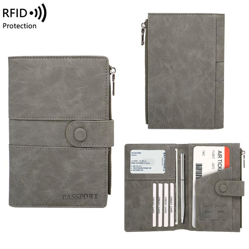 Damen Herren Pu RFiD Reisepasshülle Reisepassschutz Multifunktionale Kredit-Ausweis-Geldbörse Wasserdicht Geschäftsdokument