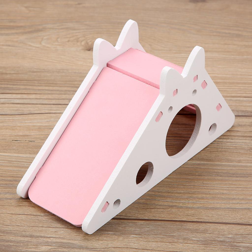 Wooden Hamster House Rest Nest Assembly Climbing Stairs Small Pet Exercise Playing Toy(Pink)