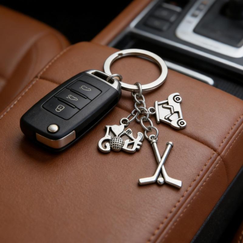 Golf Equipment Shaped Keychain with Golf Racket and Ball Sports Themed Keyring Accessory For Daily Essential