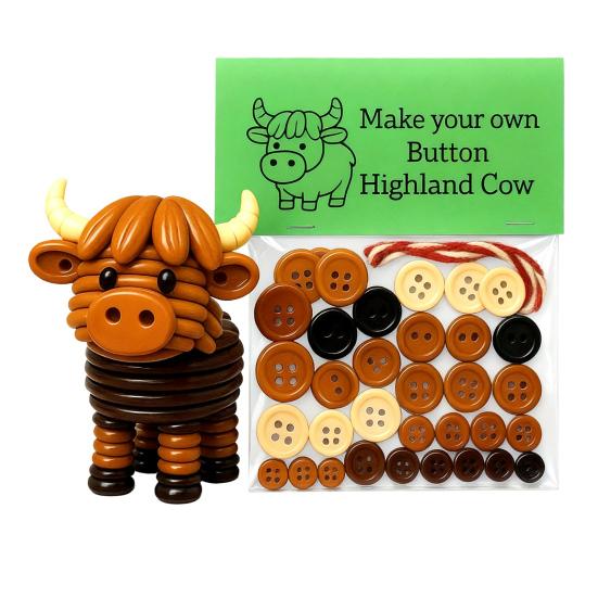 1 Set Button Highland Cow Craft Kit DIY Handmade Button Rabbit Owl Turtle Raccoon Squirrel Figurine Home Office Desktop Decoration Ornament