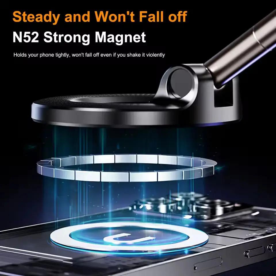 K007 Strong Magnetic Car Phone Holder Foldable Design 360° Adjustable Vacuum Mount For Car/Desk/Bathroom/Universal Use
