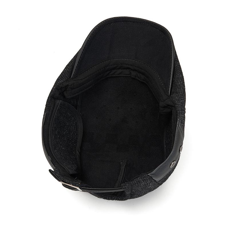Men's Thick Ear Protecting Forward Cap Elderly Winter Wool Retro Forward Cap Newsboy Cap