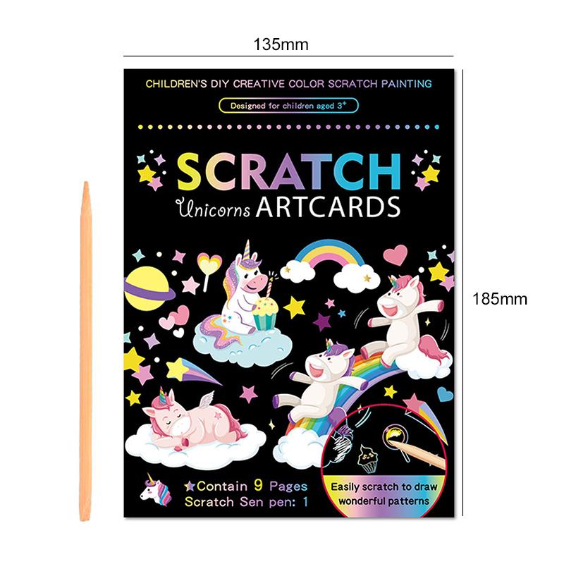 Rainbow Color Scratch Painting Paper Cartoon Magic Drawing Board Education Art Supplies School Painting Teaching Tools TMZ