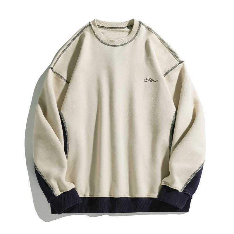 Lässiges Vintage Herren-Sweatshirt mit kontrastfarbenen Flicken, langen Ärmeln und Rundhalsausschnitt