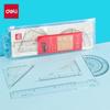 Deli 4-Piece Transparent Acrylic Geometry Ruler Set