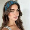 Retro Colored Checkered Pattern Headband Fashion Women Y2K Hair Accessories Cute Sweet Dating Hair Band Elastic Sports Headband