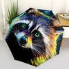 1pc Raccoon Art Automatic Folding Umbrella Portable Collapsible Umbrella for All Seasons, 8-Rib Durable Construction, Perfect Gift 031