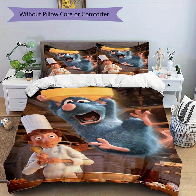 3pcs Ratatouille Movie Poster Quilt Set, Soft and Comfortable Bedroom, Guest Room and Dorm Decor Bedding Set 1 Quilt Cover + 2 Pillowcases.Q