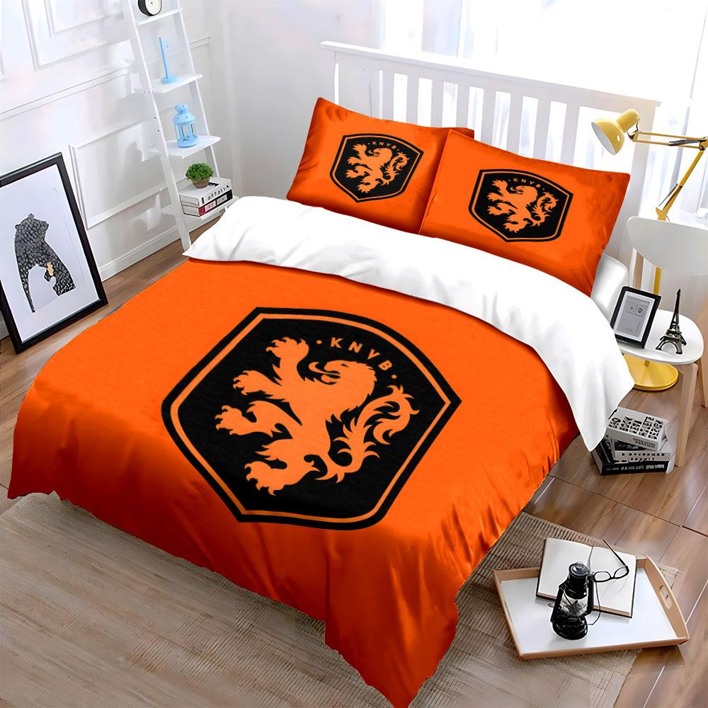 Orange lion emblem pattern. Bedding sets Duvet cover sets Duvet covers Pillowcases(1*Duvet Cover 2*Pillowcases without duvet insert)