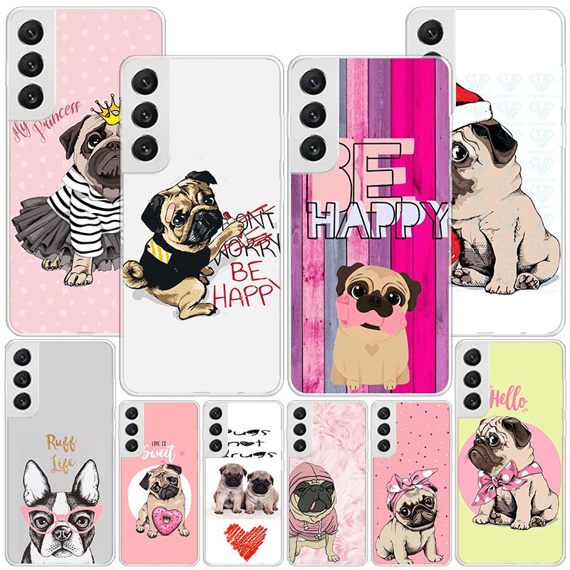 Love Pugs Cute Dog Phnoe Case for Samsung Galaxy S26 S25 Edge S23 S24 Ultra S22 Plus S21 S20 FE Unique Cover Soft Coque Galaxy S