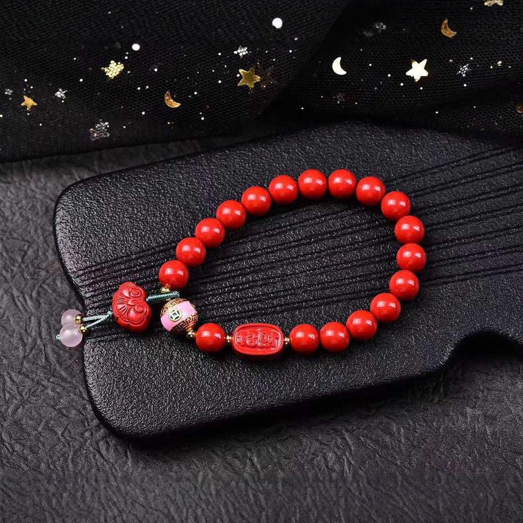 Zinnoberrot Sandarmband: Elegantes Handgefertigtes Design für Frieden & Wohlstand