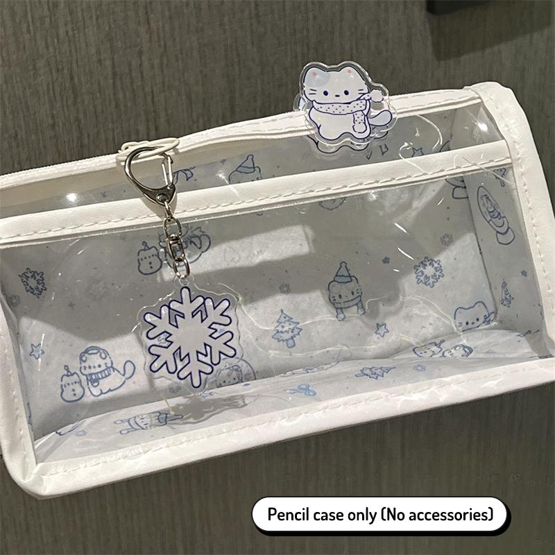 Cute Cartoon Translucent Pencil Case Double Layer Large Capacity Stationery Storage for Kids Students Art Class School Use