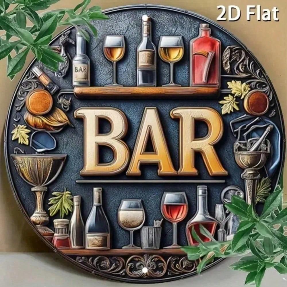 Vintage Round Tin Sign 8x12 Inch Retro Metal Wall Art Home Bar Rustic Aluminum Decor Kitchen Cafe