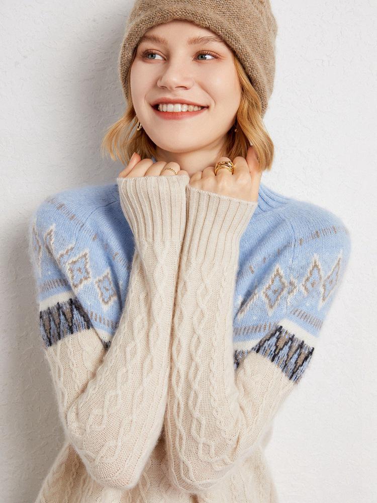 Women's Retro Ethnic Jacquard Cashmere Sweater - Autumn/Winter 2025 Pullover