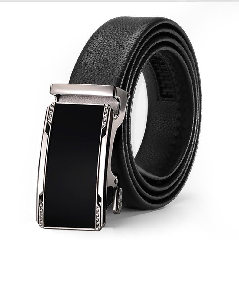 Men s Genuine Cowhide Leather Belt with Automatic Buckle - Versatile for Formal and Casual Wear 125 cm