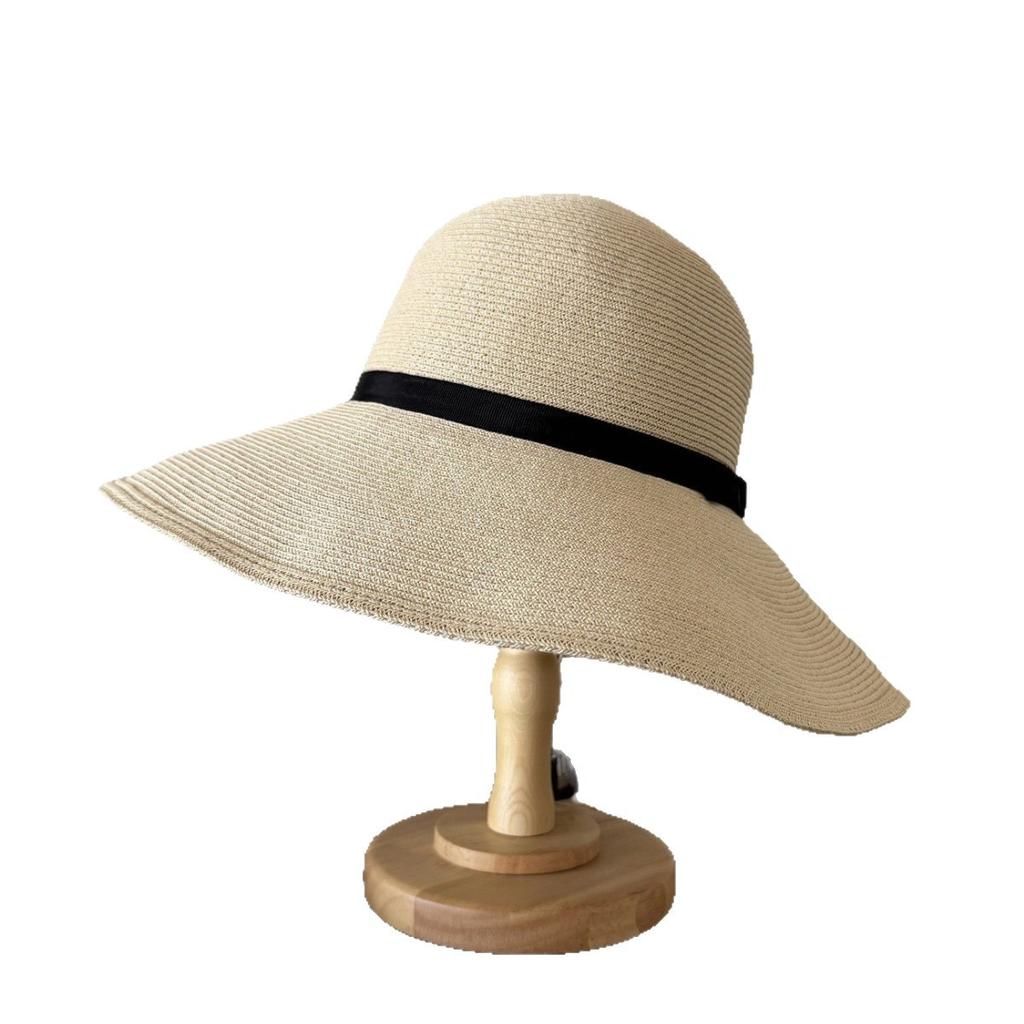 Japanese Style Folding Fine Braided Straw Hat Woman Fashion Wide Brim Vacation Sun Protection Beach Hat Accessories