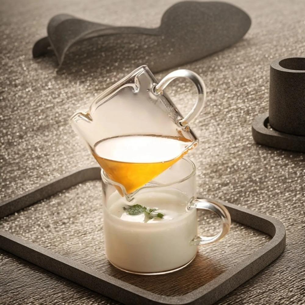 2dílná sada kávových šálků z čirého skla 2 Vodicí otvory pro tok Kávový hrnek Domácí sada na espresso Bar