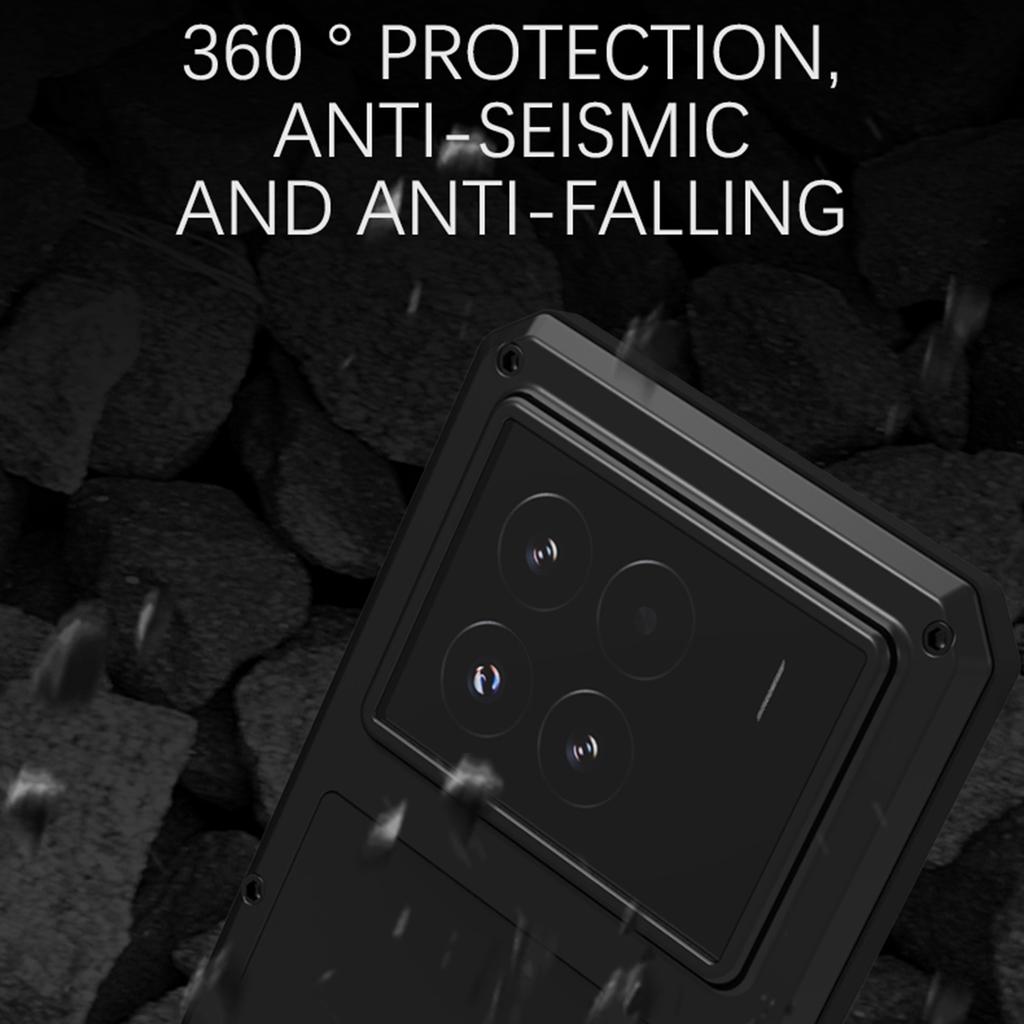 LOVE MEI Schutzhülle für Xiaomi 15 Pro: Displayschutzfolie aus gehärtetem Glas, Metall + Silikon