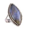 Natural Labradorite Gemstone 925 Solid Sterling Silver Jewelry Ring S.9.5 F6h56