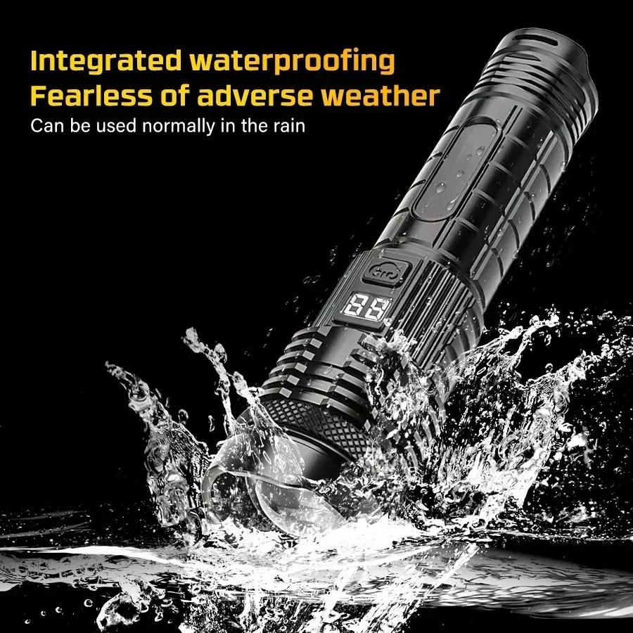 1200LM Super Bright Zoom LED Flashlight 5 Modes USB Rechargeable Tactical Lantern Outdoor Camping Fishing Torch With Power Bank