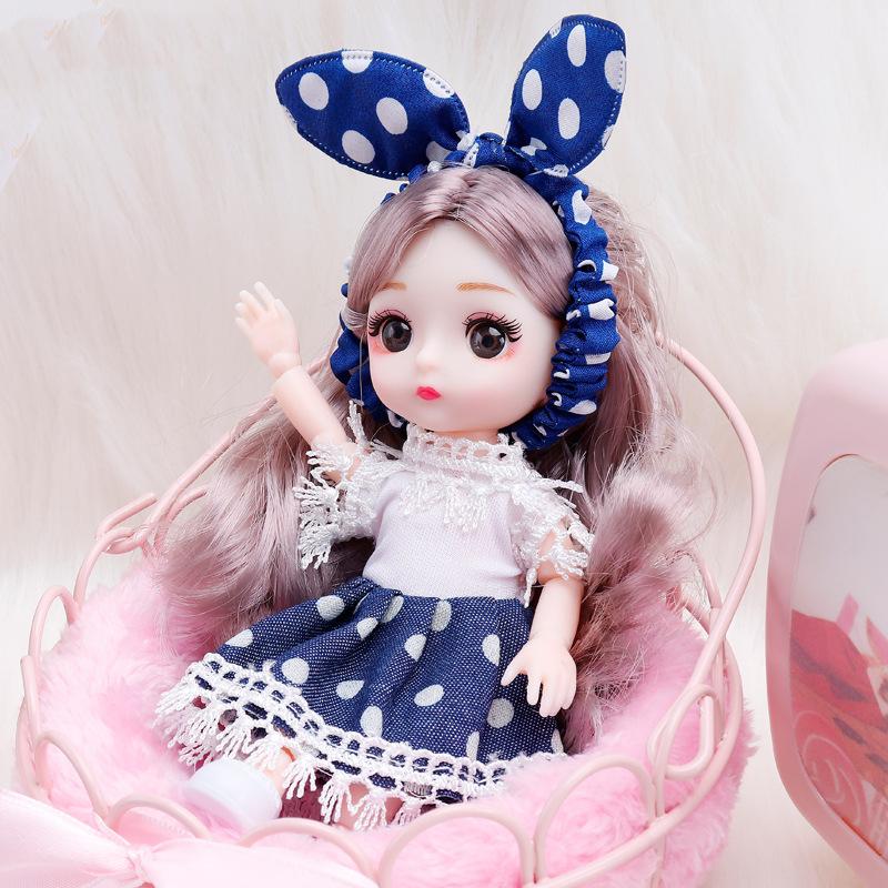17CM Mini Movable 13Jointed Doll Girls Toy 3D Big Eyes BJD Princess Full Outfits Kjoler Collection Barnedukkegave