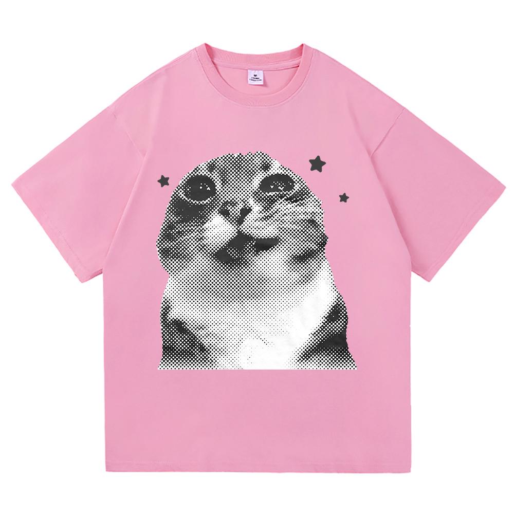 Y2k Lustiges Katzen-Meme T-Shirt Ich denke nicht, also bin ich nicht Männer-/Frauenkleidung Harajuku Hochwertige Oberteile T-Shirts