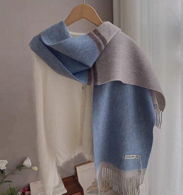 Checkerboard Grain Scarf Female Winter Warm Pure Wool Cashmere Shawl Couple Accessory Premium Sense Windproof Scarf For Women