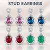 WNFU Women's Stud Earrings, Multicolor Corundum, Gold-Plated Copper