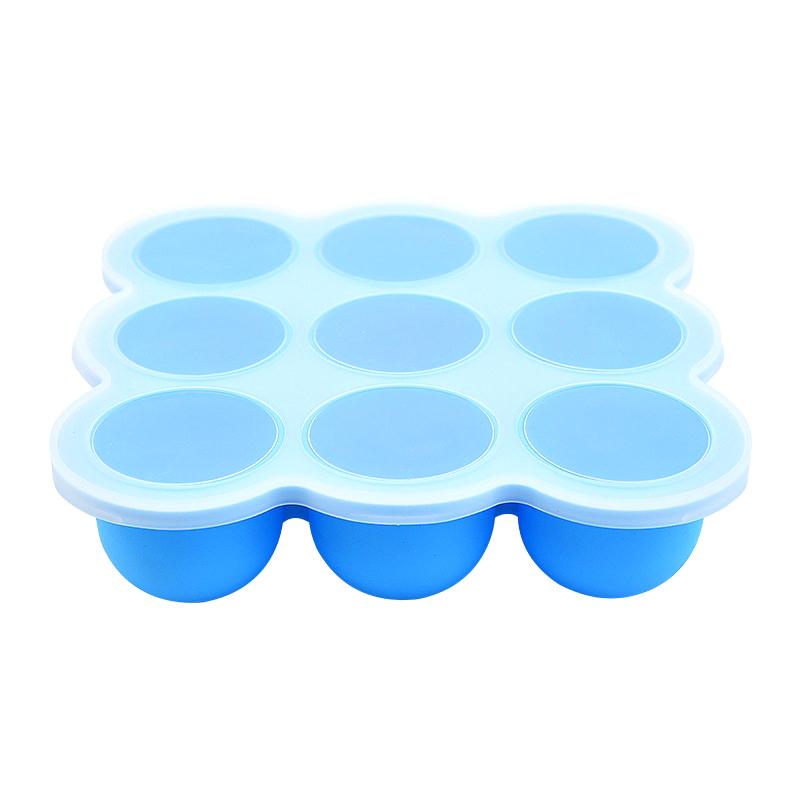 

Форма для льда из пищевого силикона, форма для льда с крышкой, 9 ячеек, легко извлекается, контейнер для детского питания синий